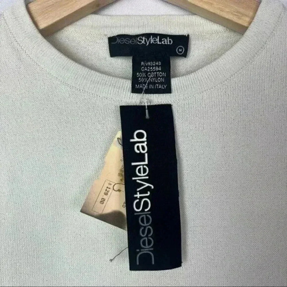 Diesel StyleLab Off White Crew Neck Fitted Sweater M - Picture 5 of 5